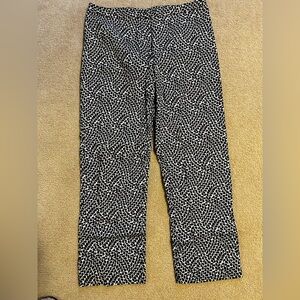 Ann Taylor Black and White Leaf Print Pants